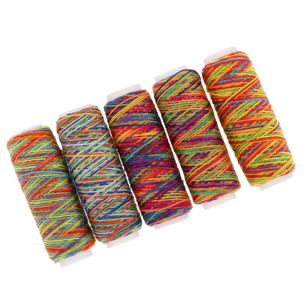 

5 Pieces Rainbow Sewing Thread Cord Hand Machine Tool for Sewing