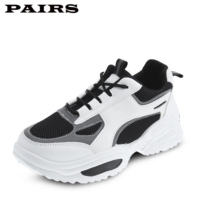 Черный Size36-42; Новинка года; модная женская обувь; сезон весна-осень; женская повседневная обувь; женские спортивные кроссовки на высокой платформе; Цвет черный, белый - Цвет: Черный