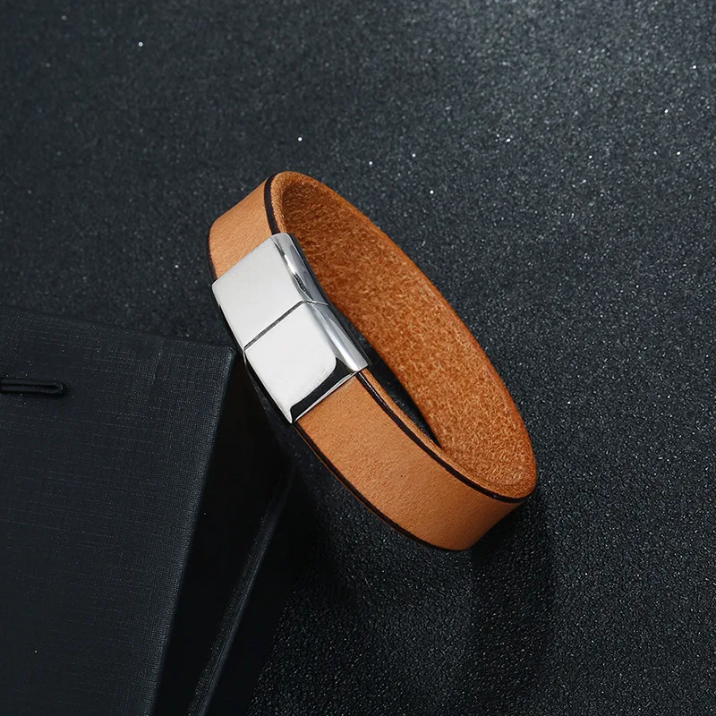 Новинка 15 мм широкий браслет винтажный из нержавеющей стали с магнитной пряжкой