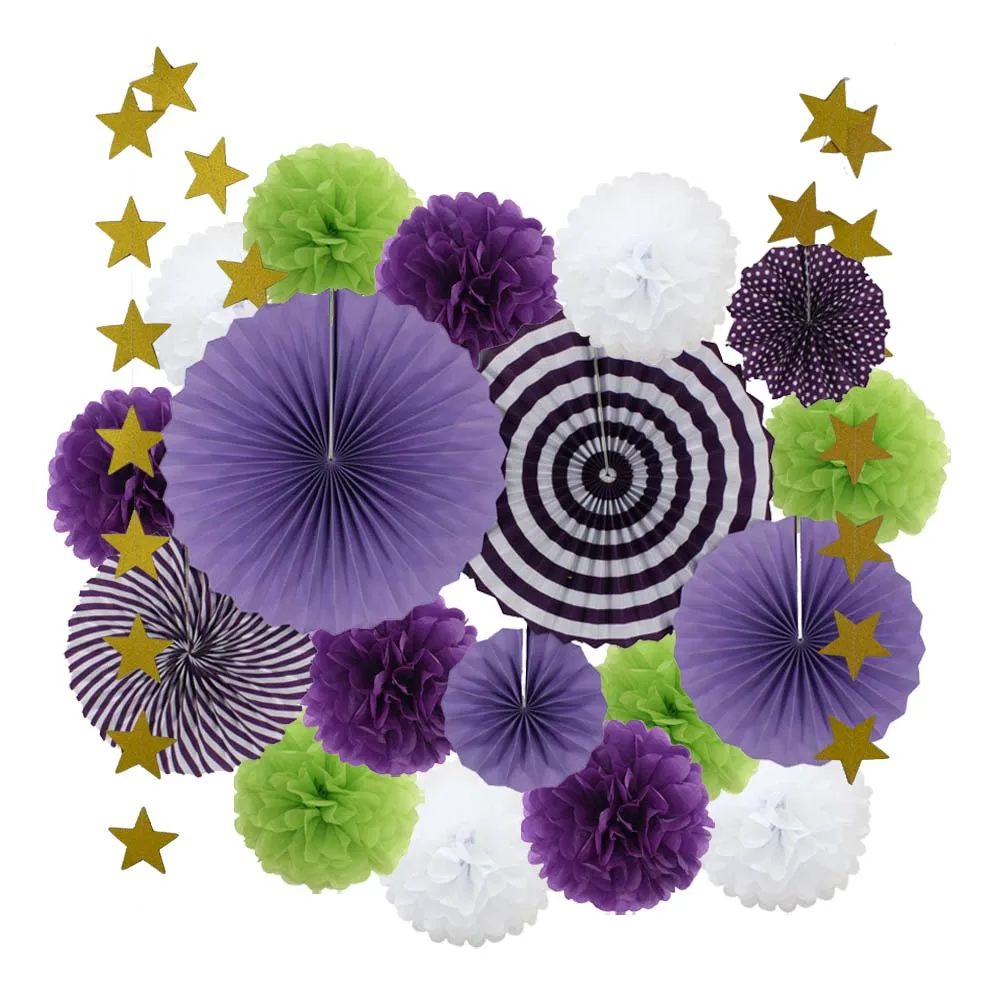 19 шт золотой зеленый красный набор Рождественские Висячие бумажные веера