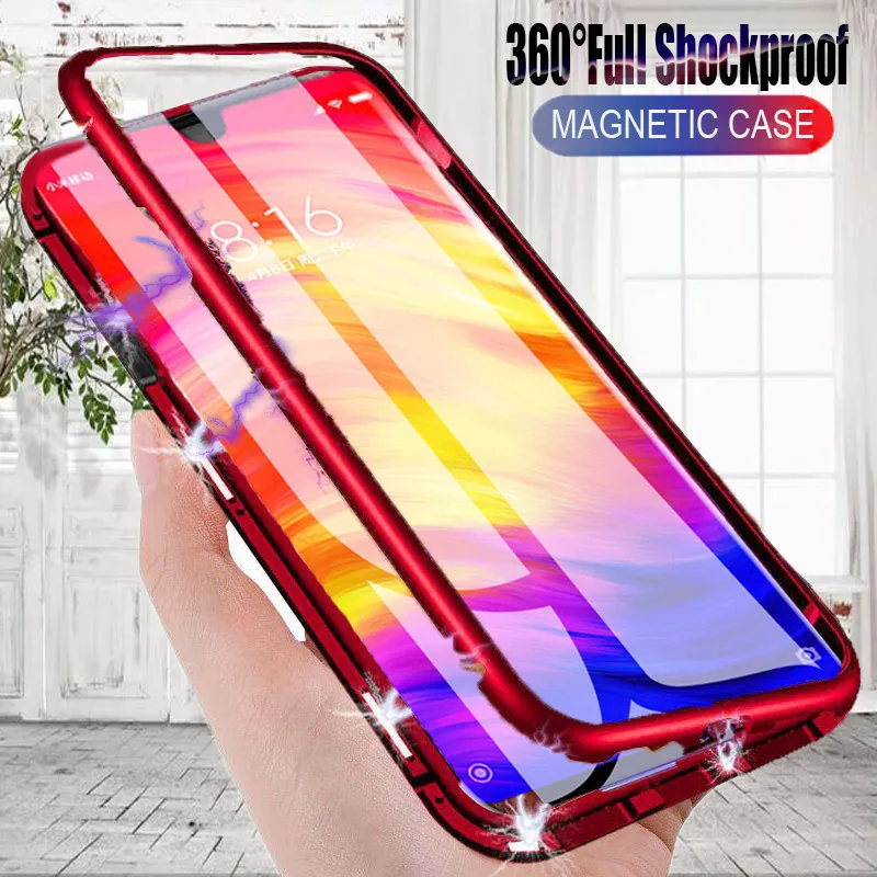 Магнитный флип чехол с адсорбцией на 360 ° для Xiaomi Redmi Note 7 5 6 K20 Pro металлический