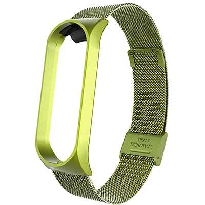 Металлический ремешок для Xiaomi mi 3, 4, браслет для mi Band 3, 4, ремешок, браслет, Безвинтовые браслеты из нержавеющей стали - Цвет: Green