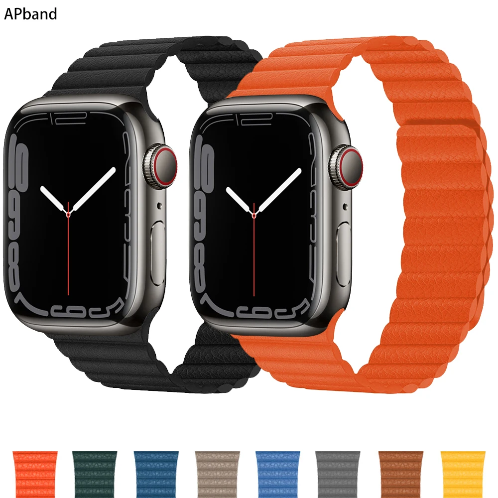 

Кожаный ремешок для Apple Watch band 44 мм 40 мм 38 мм 42 мм, магнитный браслет для iWatch 5 4 3 2 SE 6