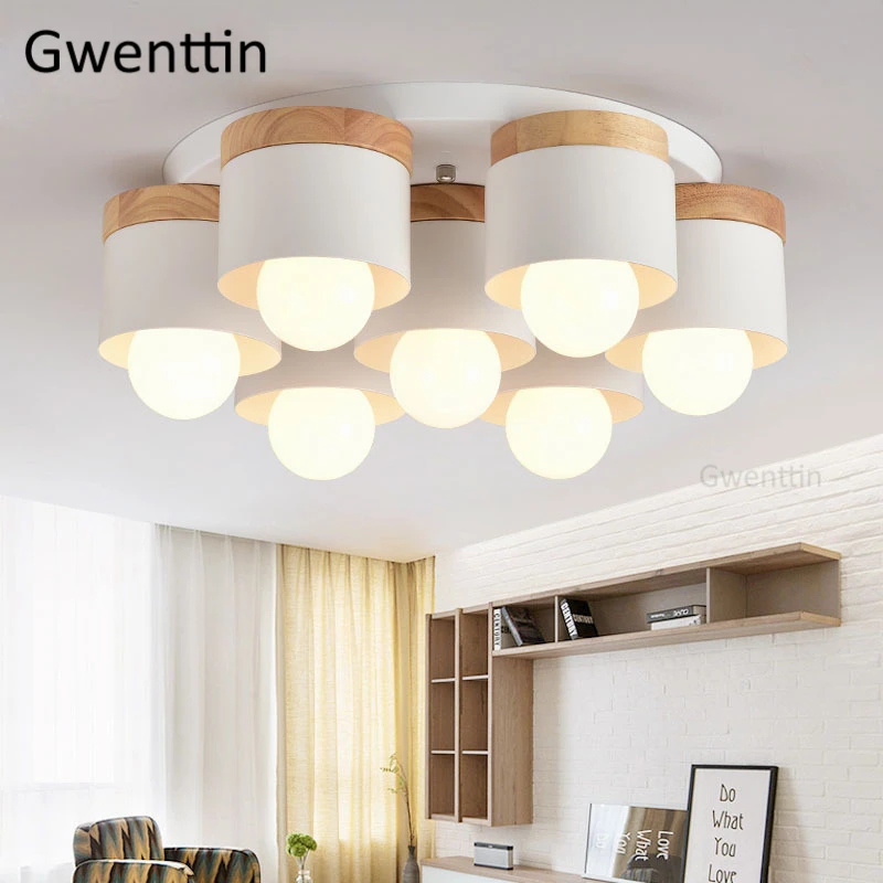 Современный деревянный светодиодный потолочный светильник скандинавские