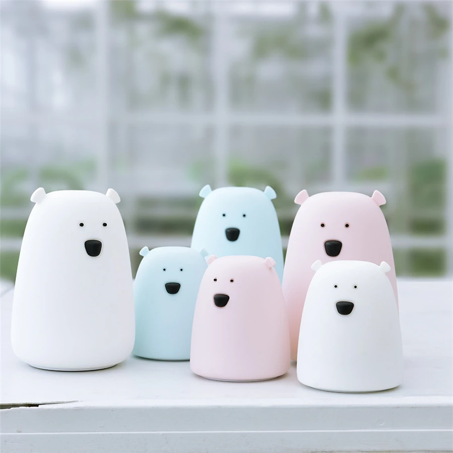 

Silicone Night Light Bedside Lamp Bear Color Light Children Cute Night Lamp Bedroom Kid Light Gift Pressure reducing toy