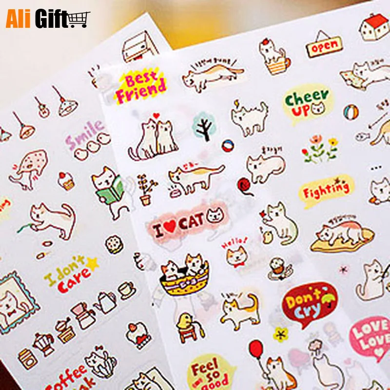 Новый 2021 креативные милые из ПВХ в виде кошки Стикеры набор сделай сам для