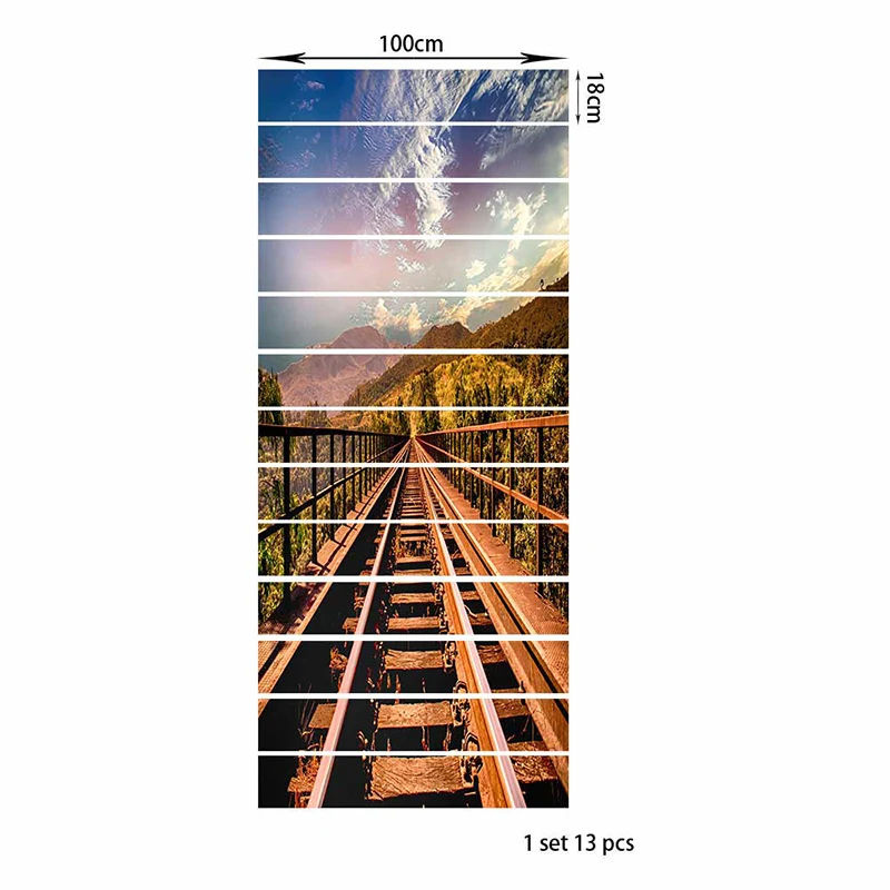 

PVC wallpaper yamanaka rail way simple 13 pieces of DIY stair stickers, step stickers wall stickers