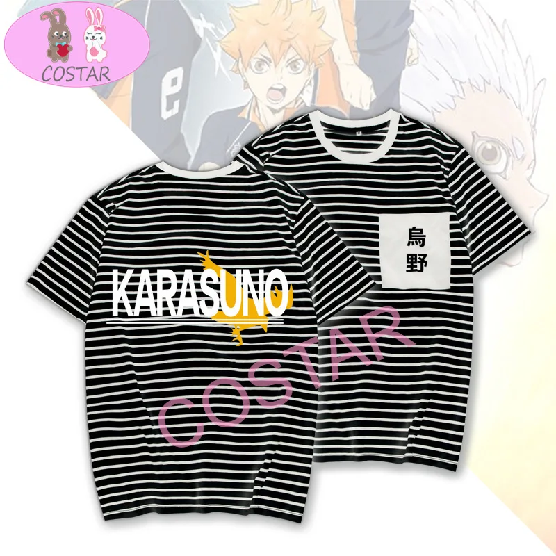 

COSTAR Hot Anime Haikyuu! Футболка Karasuno унисекс для старшей школы, мягкая модная, с принтом, в стиле Харадзюку