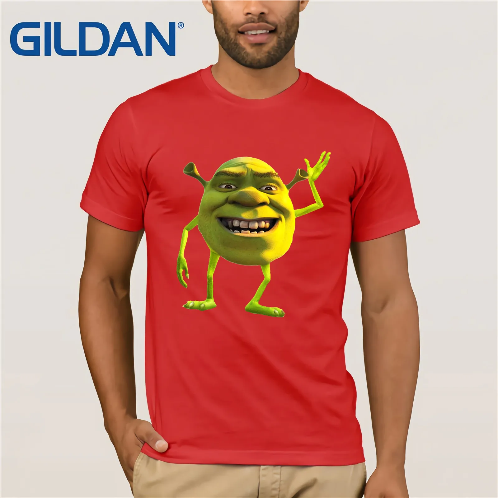 Shrek Wazowski футболка, винтажные Забавные футболки с вырезом лодочкой, хлопковые топы, футболка, повседневный топ с коротким рукавом, Забавные футболки, хлопковые топы, футболка - Цвет: red