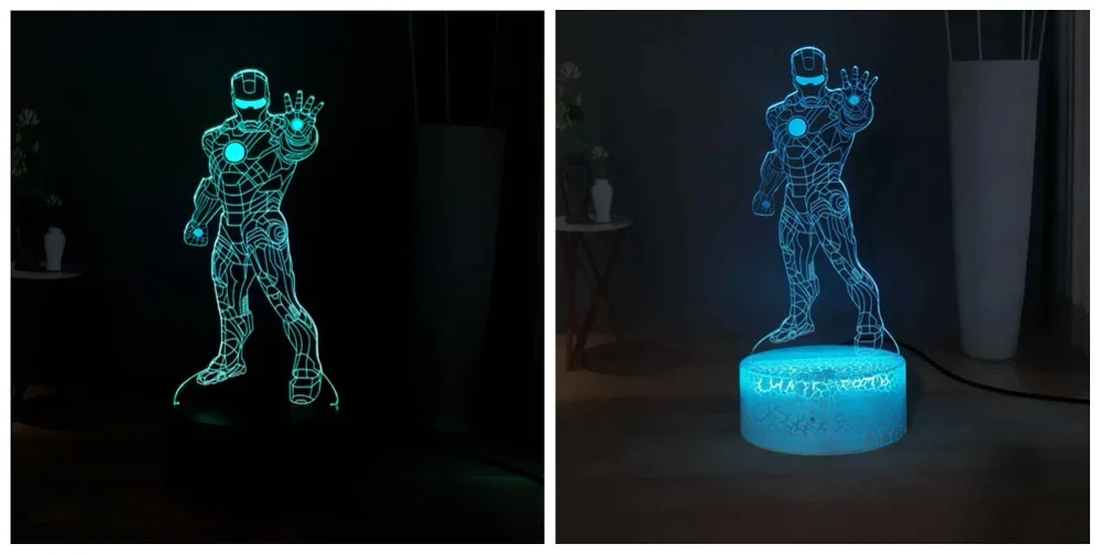 Фигурки Marvel светодиодный ночник RGB7colorful стоящий крутой Железный человек настольная лампа дети кабинет лампа Дети подарок на день рождения праздник