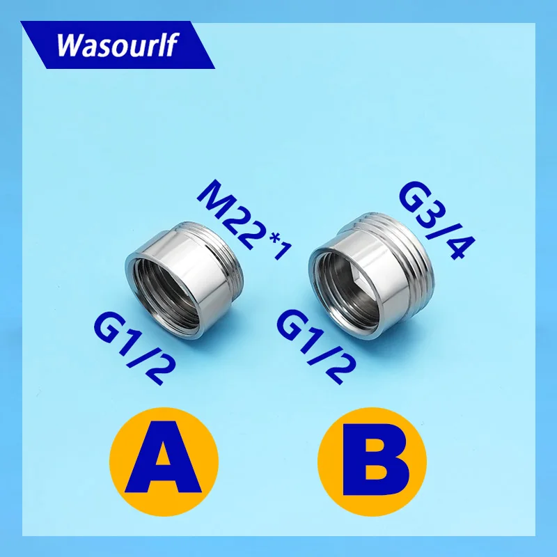 WASOURLF G1/2 с внутренней резьбой 3/4 M22 с наружной резьбой, адаптер, латунный хромированный соединитель для душа, ванной, кухни, шланг, аксессуары