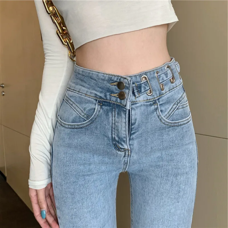 

New golden during the spring and autumn winter show tall waist slim jeans female tight little pencil pants