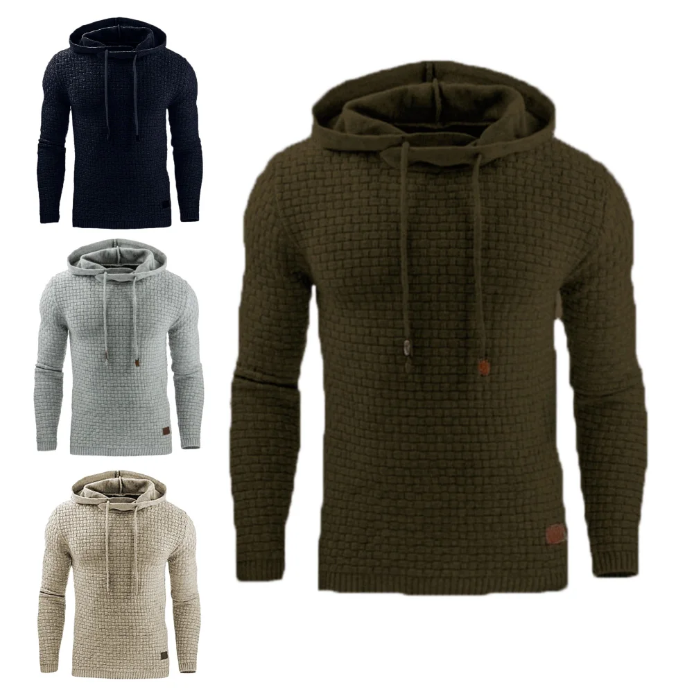 Мужской осенний зимний жаккардовый вязаный пуловер толстовка с капюшоном Топ| |