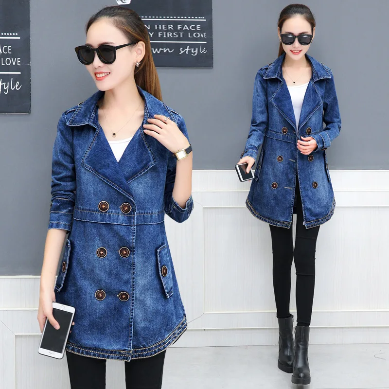 Весна осень 2019 ковбойский тренч женский приталенный топ средней длины в