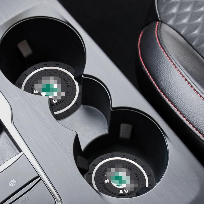 

1Pcs 72mm car water cup non-slip mat silicone coaster mat auto parts for Skoda- Rapid GT Superb Fabia Kodiaq Octavia kamiq KAROQ