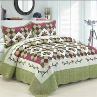 handmade 100 cotton quilted bedspread set patchwork linen blanket soft cubrecam bed cover colcha summer quilt set sheet 3pieces