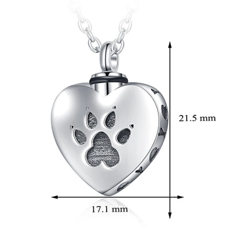

Custom Link Pet Cat Dog Paw Print Cremation Jewelry For Ashes Wearable Urn Necklace Keepsake Memorial Pendant Without Chain