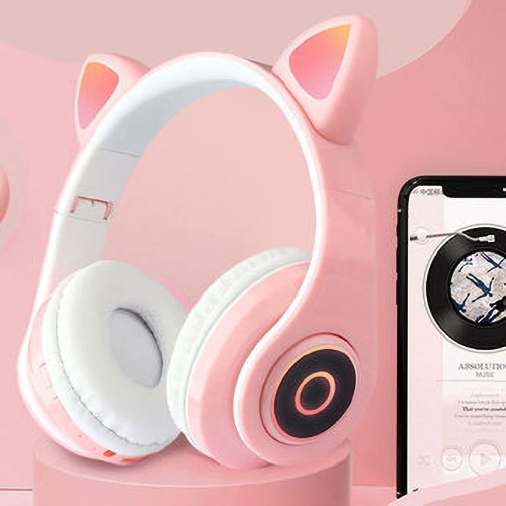 Fiyat Kulaklık BluetoothLED Kedi Kulak Gürültü Azaltma Kulaklık Bluetooth 5.0 Gençler Parlayan Oyun Kulaklığı Kablosuz Kulaklıklar
