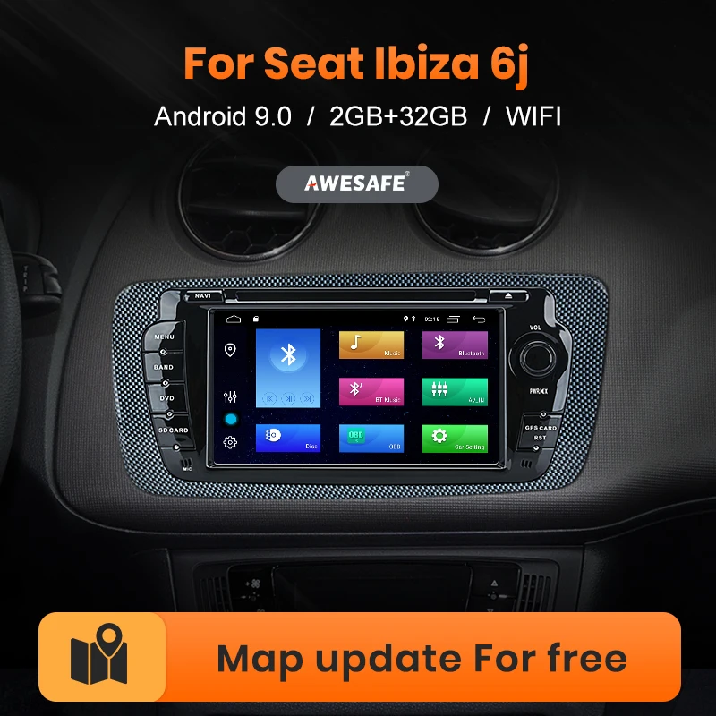 Автомагнитола AWESAFE PX9 для Seat Ibiza 6j мультимедийный видеоплеер на Android 2009 2 Гб ОЗУ 32
