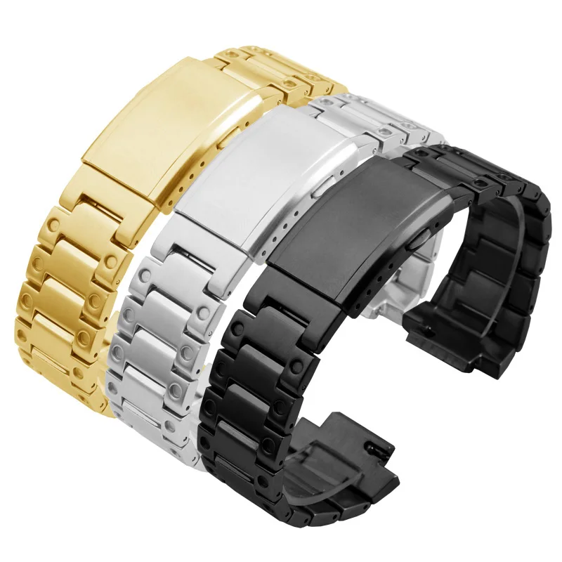 

Stainless steel watchband black silver gold strap Replacement metal belt for G SHOCK GW-5000 5035 DW5600 GW-M5610 strap suit