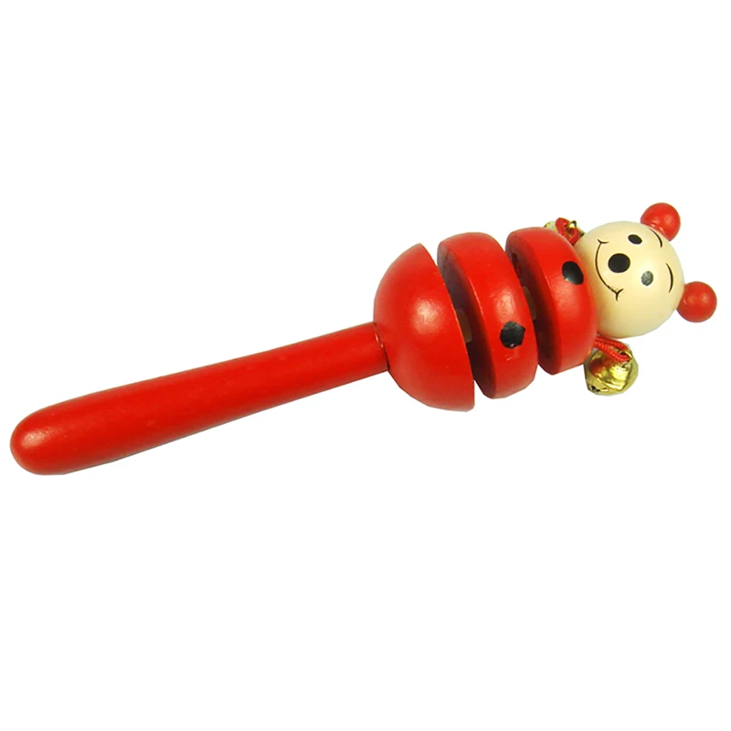 

New Clever Infant Children Toy Wooden Rattle Middle Bell Cartoon Animals Puppet Rattle Baby Portable Toy Random Color Sent