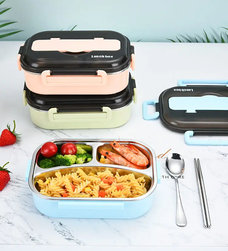 Микроволновая печь 304 коробка для завтрака из нержавеющей стали Отсек Bento Box