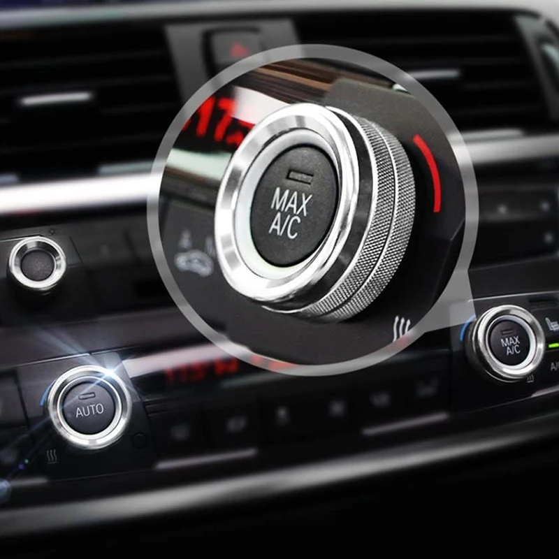 3Pc Silver AC Climate Control Radio Volume Knob Ring Cover Compatible for F10 F11 5 Series 5GT 11-17 F12 F13 6 | Автомобили и