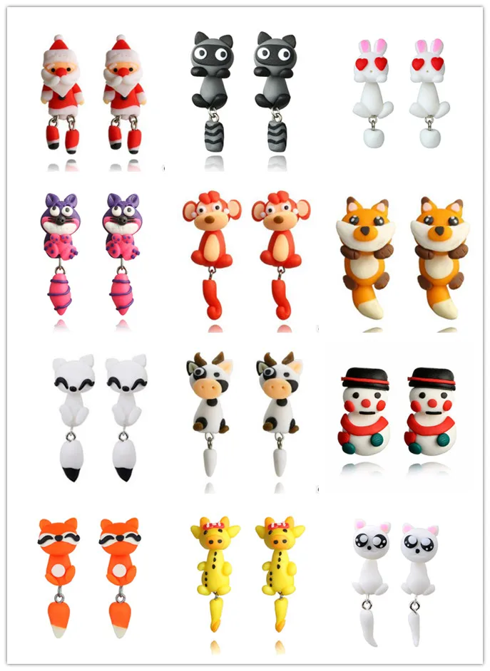 1 пара модные креативные геометрические серьги с животными Мультяшные