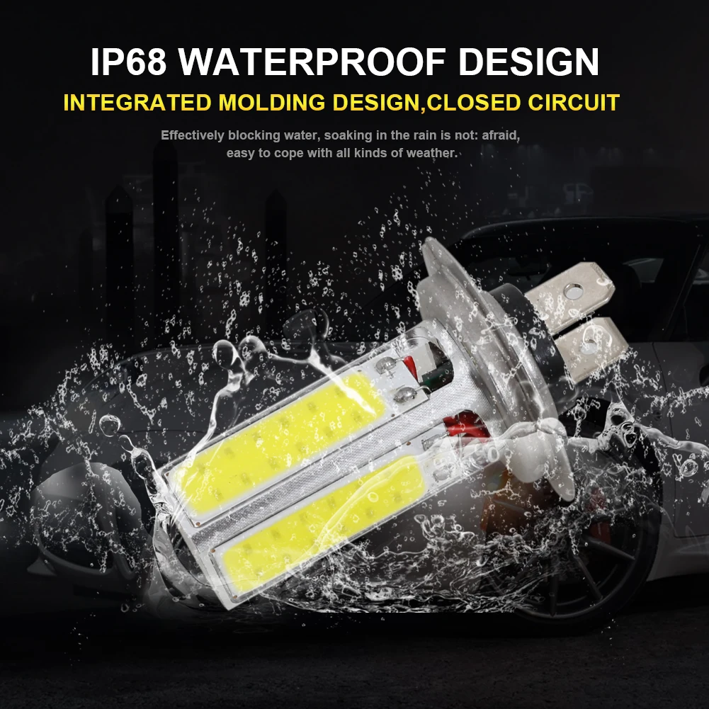 

2Pcs H7 LED Headlight Bulbs IP67 40W 6000LM 6000K Xenon White Super Bright High Low Beam Conversion Kit Fog Light