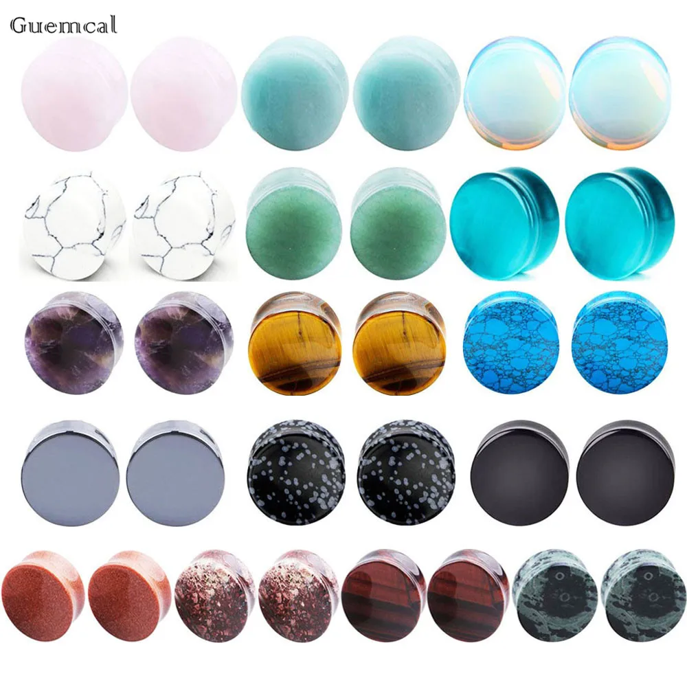 

Guemcal 2pcs Hot Selling Sweet Multicolor Round Stone Ear Amplifying Body Piercing Jewelry
