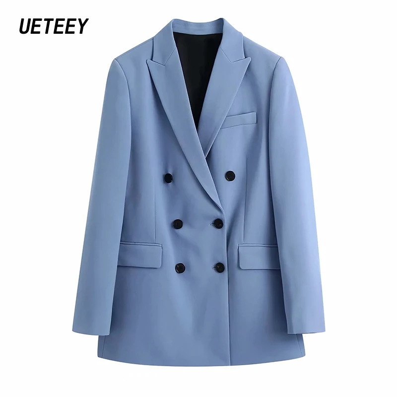 

Za Women's Blazers Workwear Jackets Solid Coat Female Office Formal Blazer Long Sleeves Elegant Pocket Outerwear Chic Casual Top