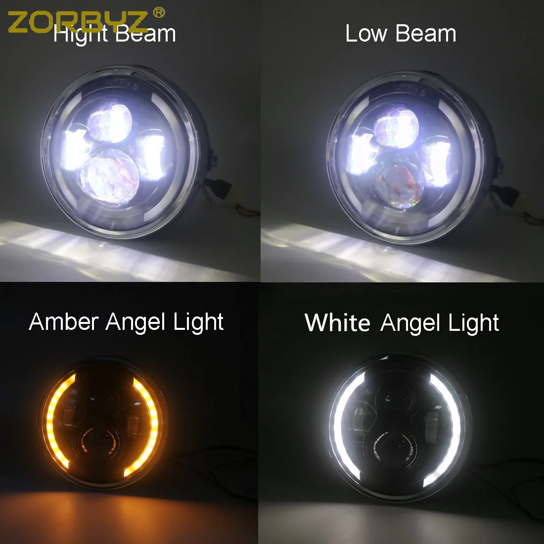 ZORBYZ 7 ''черная светодиодная круглая Модифицированная фара с хромированной