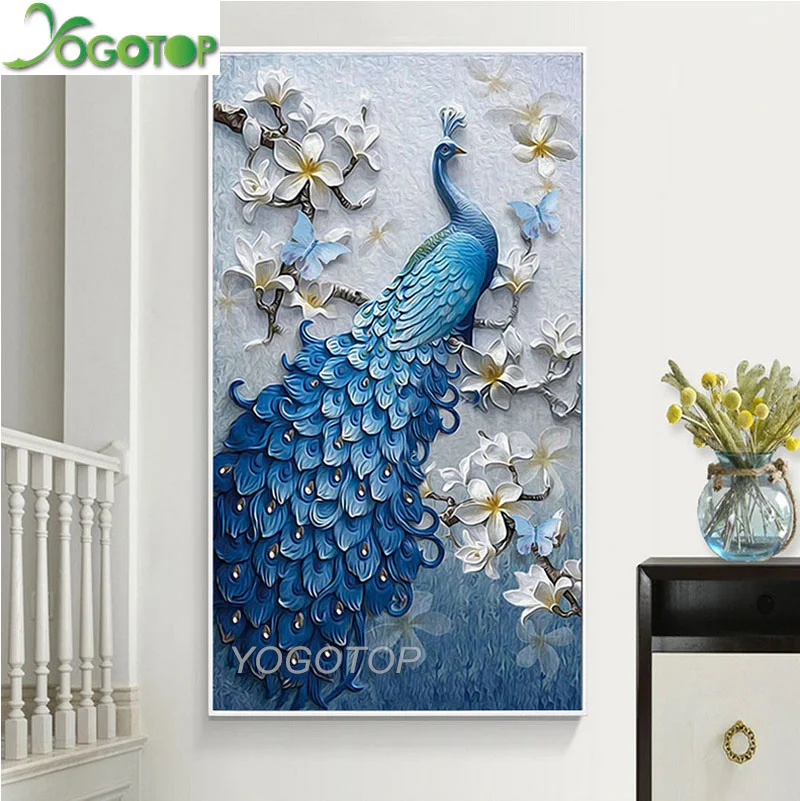 

diy diamond painting Animal peacocks flower 5D full Drill puzzle Square/Round mosaic diamant embroidery Large Home Decor YY3372