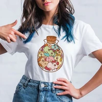 little doll in a bottle print womens t shirts short sleeve white loose gorgeous clothes hot selling shirt femme cartoon top tee