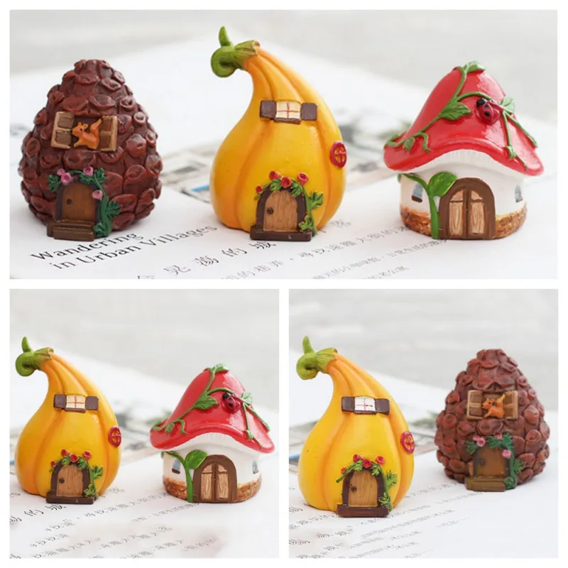 

Resin Landscape House Miniature House Fairy Home Garden Decoration Craft Pumpkin Room Fairy Garden Office Decoration Ornaments #