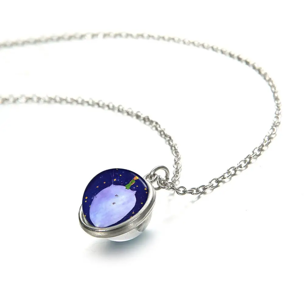 SONGDA Fairy Tale Le Petit Prince Necklace The Little Price Fox Rose Pattern Double Side Glass Ball Children Long Chain | Украшения и