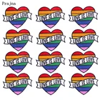 10 шт. Мультяшные радужные нашивки Prajna в форме сердца, блестящие нашивки с вышивкой, оптовая продажа нашивок сделай сам