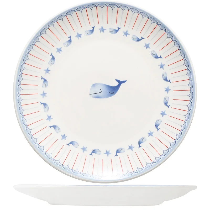 

2021 New Nordic Style Dolphin Plate Ceramic Plate Set Cartoon Custom Home Western Restaurant Steak Plate