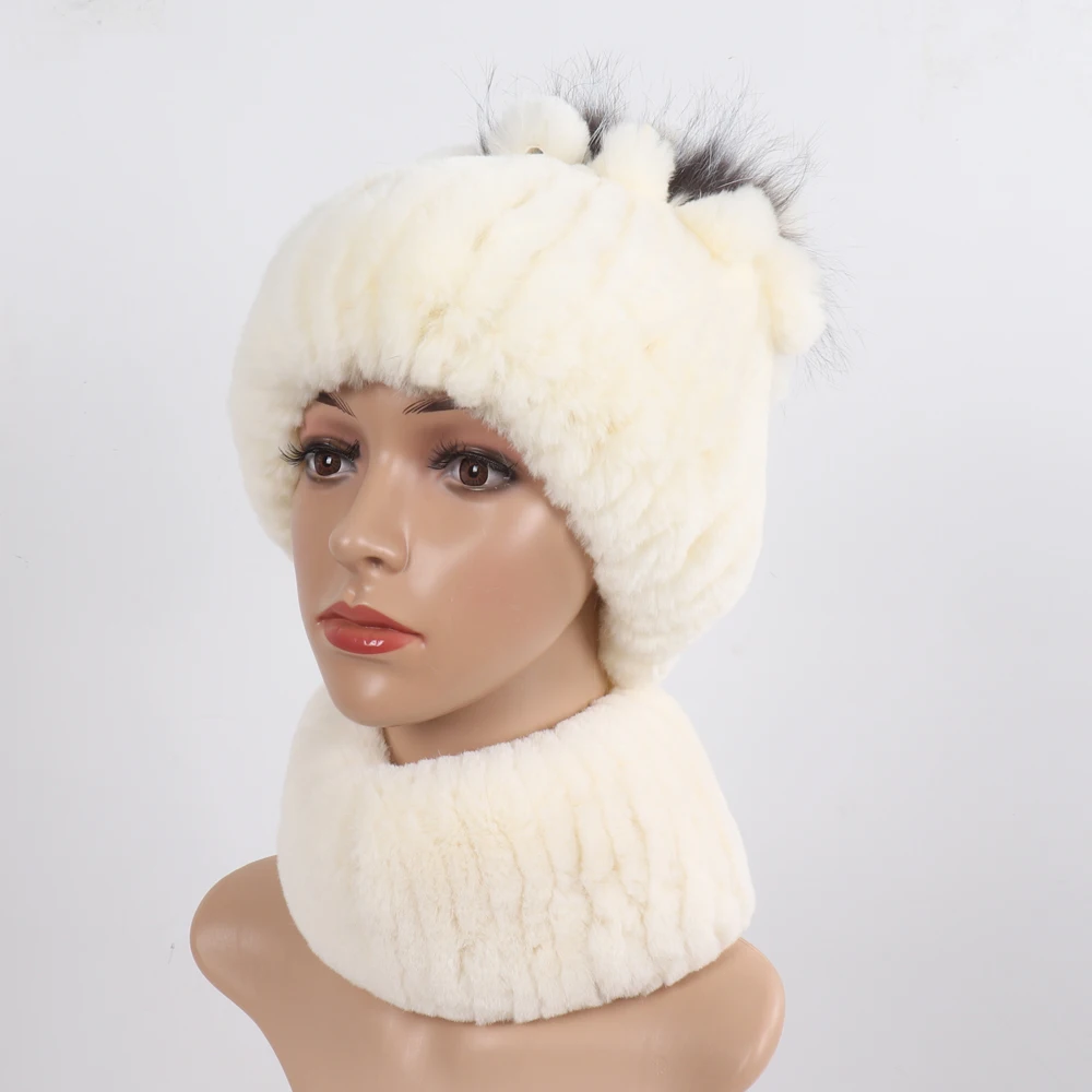 Новый стиль женская вязаная меховая шапка ушанка с маской для глушитель