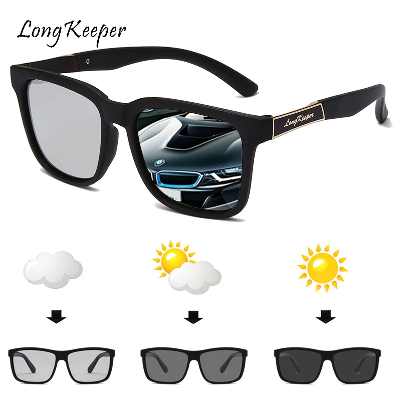 

LongKeeper Classic Square Sunglasses Men Polarized Glasses Photochromic Lens For Safe Driving gafas fotocromaticas para hombre