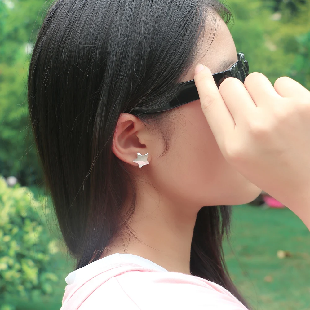 

Wholesale Jewelry silver star Earrings Fashion Women Stud Earrings 925 Sterling Silver Simple personality Ear Girl Gift