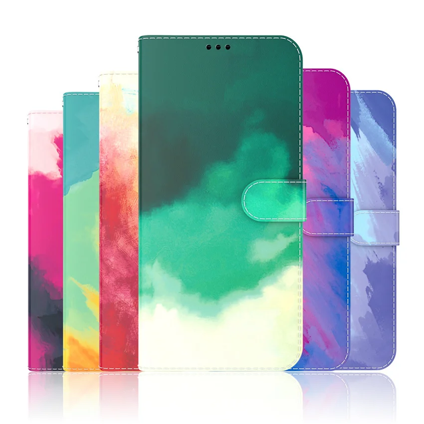 

Чехол для телефона Nokia 2,2, 3,2, 4,2, 6,2, 7,2, 1,3, 5,3, 2,4, 3,4, 5,4, 7,3, цветной кожаный чехол с акварельным градиентом и откидной крышкой для карт