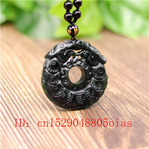 Натуральный черный зеленый Нефритовый дракон ожерелье из бисера обсидиан