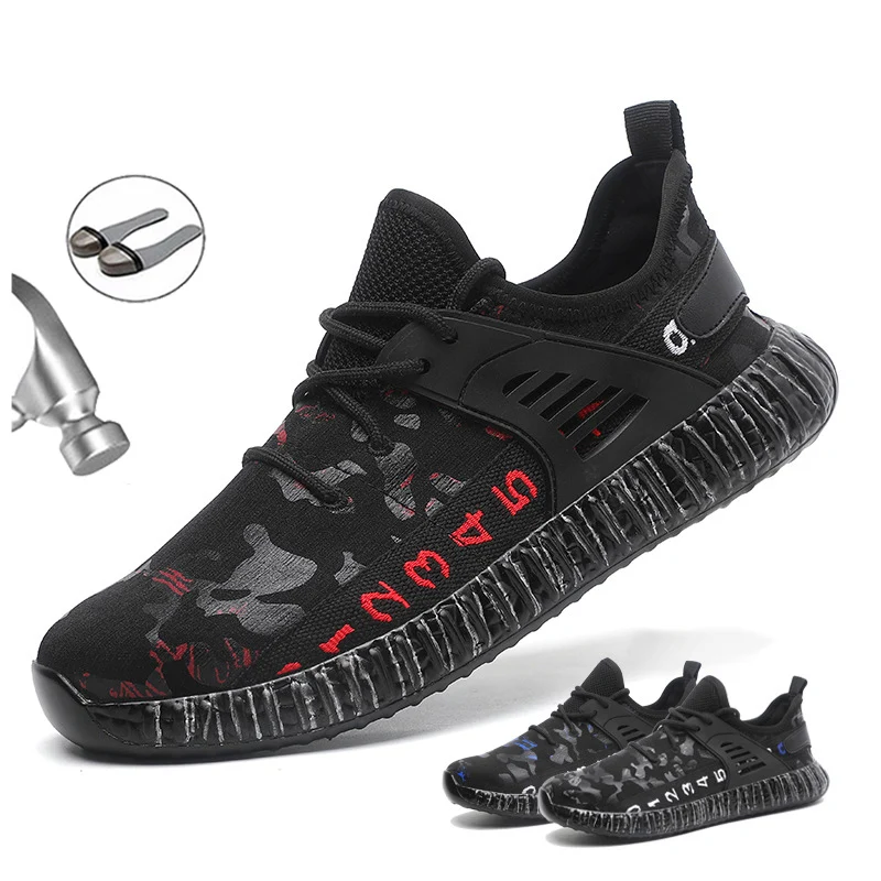 

Men Lightweight Safety Shoes Indestructible Work Boots Steel Toe Construction Shoes Anti-smash Work Sneakers for Male Non-slip