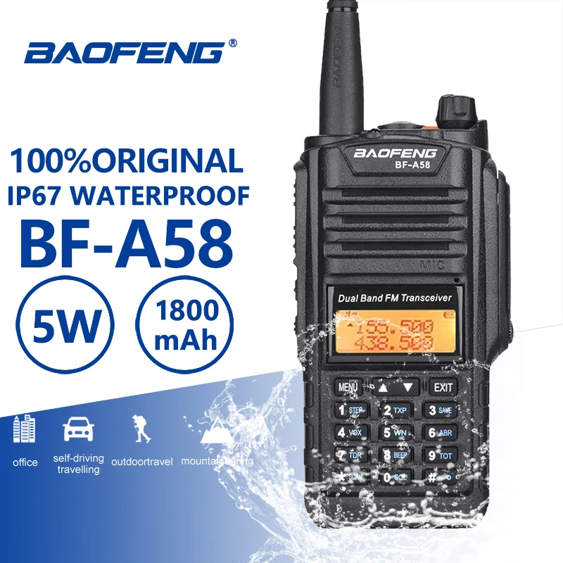 Портативная рация Baofeng BF-A58 Talkie IP67 водонепроницаемая UHF VHF Двухдиапазонная A58