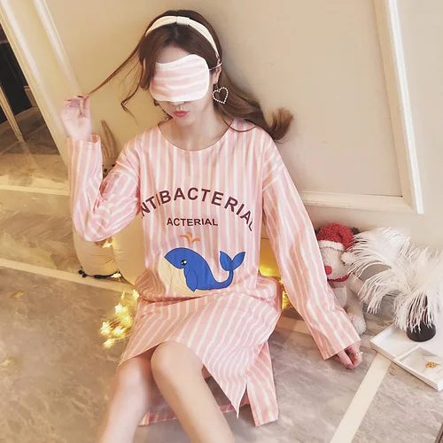 C Q 9121 Good Quality Autumn Winter Warm Full Cotton Nightgown Home Wear Lovely Nightgowns for Women Loose Girl Sleepwear Nightgown - Цвет: C Q 9121