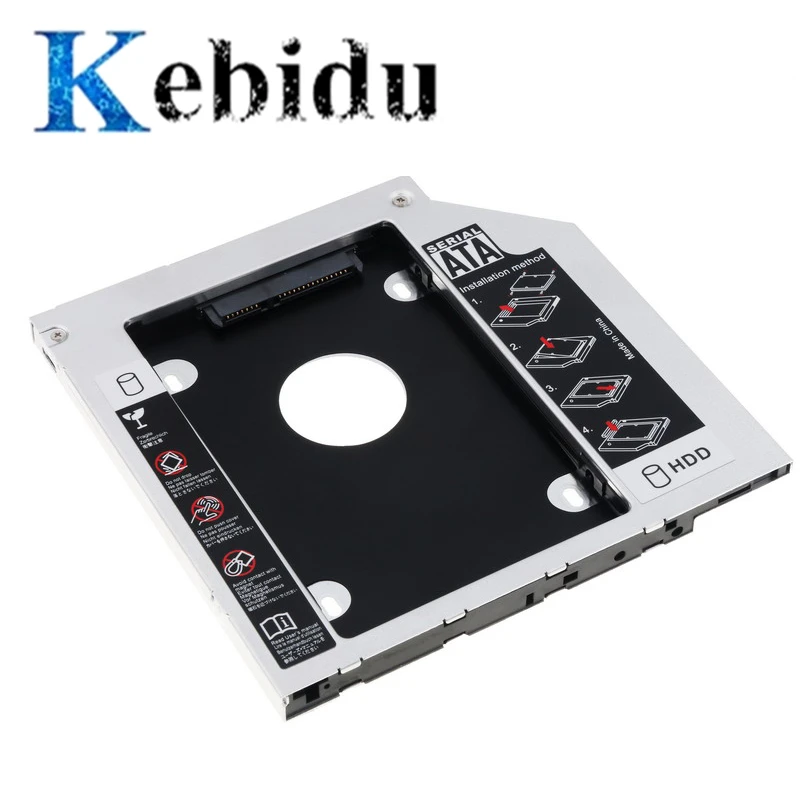 Kebidu Универсальный 12 7/9 5 мм Алюминиевый металлический материал 2nd HDD Caddy SATA к 2 &quotSSD