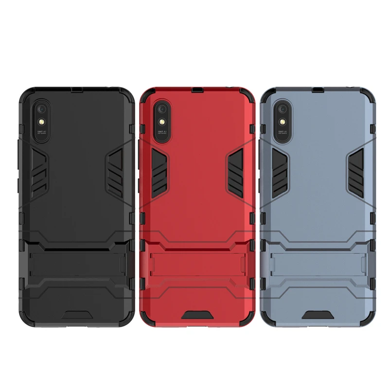 Чехол для Xiaomi Redmi 9A чехол резина + жесткий пластик задняя крышка с подставкой 7 8 9 6A