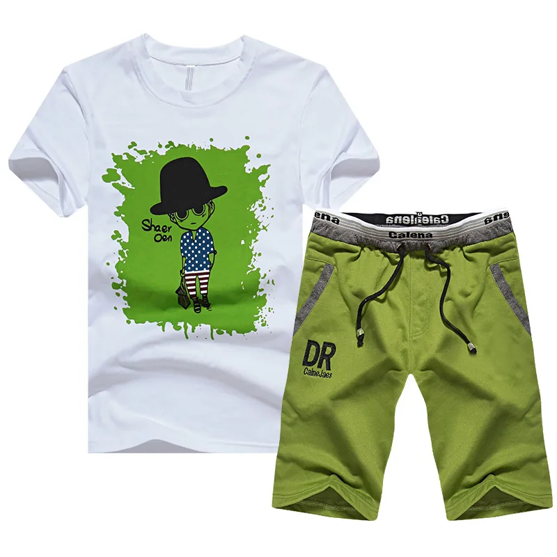 

Summer fashion men's short-sleeved T-shirt Korean casual sports suit handsome and comfortable two-piece half-sleeved clothes