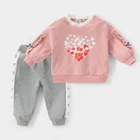 Melarioдетская одежда; Комплекты одежды для маленьких девочек; Новые спортивные костюмы для девочек; Сезон весна-осень; Детская одежда с принтом в виде сердца; Детская одежда